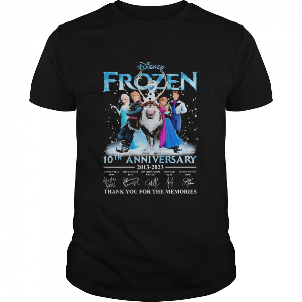 Disney Frozen 10th Anniversary 2013 2023 Signatures Thank You For The Memories Shirt Cloth Face Mask