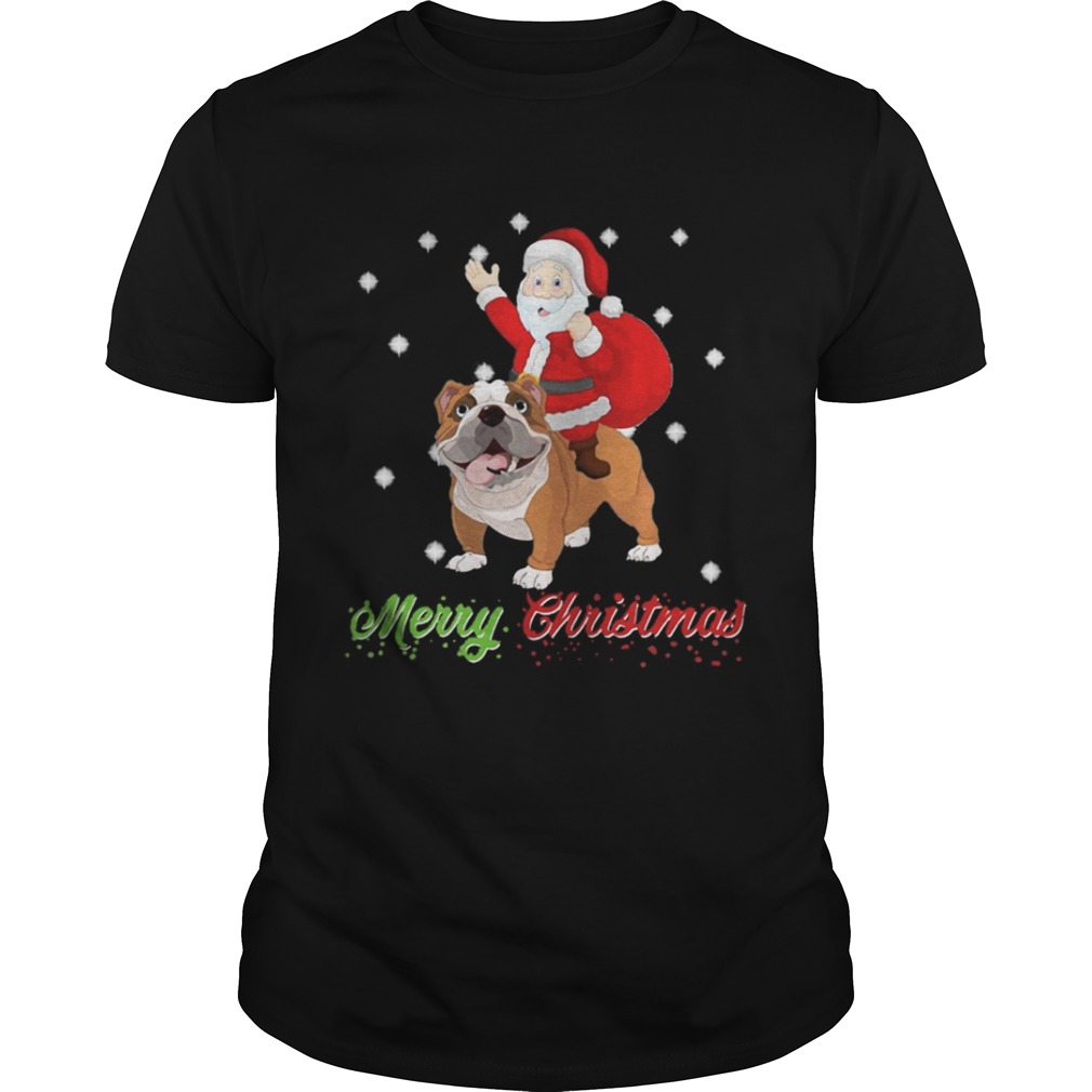 Merry Christmas Santa Claus Riding Bulldog Sweatshirt