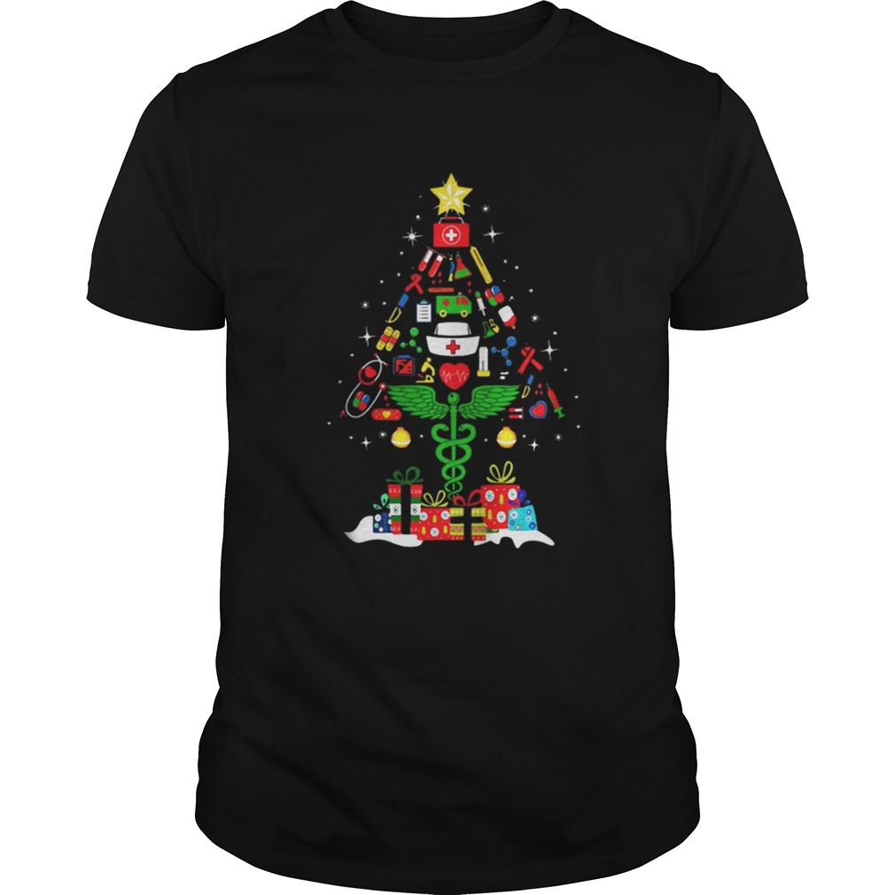 Nurse Christmas tree and gift shirt