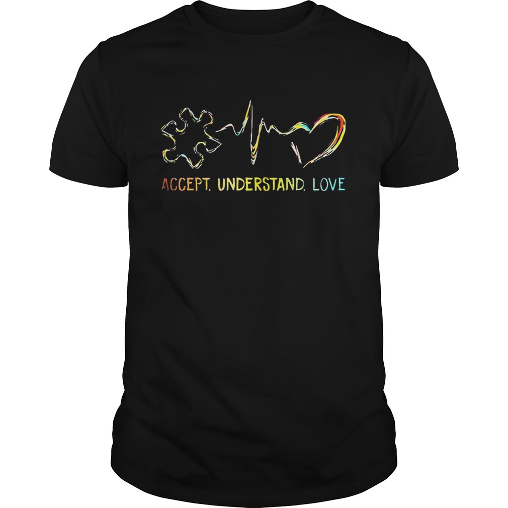 Accept Understand Love Autism Colorful Heartbeat Shirt