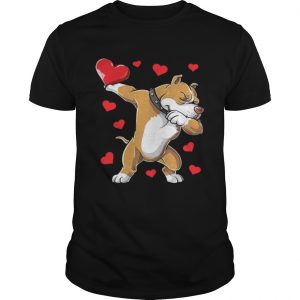 Dabbing Pit Bull Valentines Day Dog Lover Heart guy Shirt
