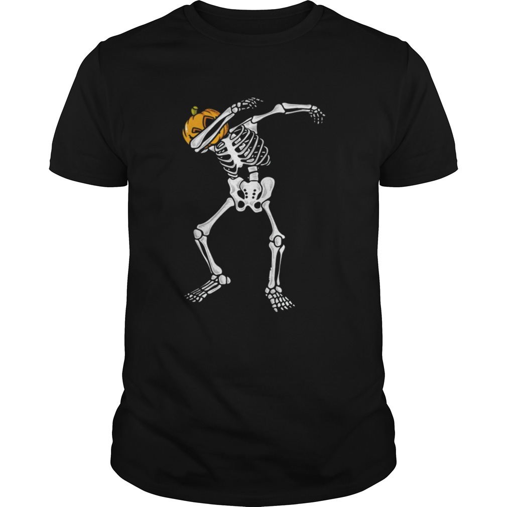Awesome Dabbing Skeleton Pumpkin Halloween Dab Boys Kids shirt