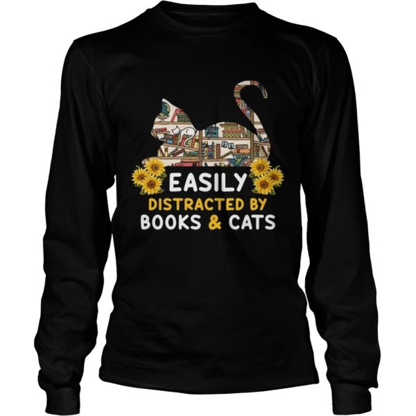Easily Distracted By BooksCats Cat Lover TShirt LongSleeve