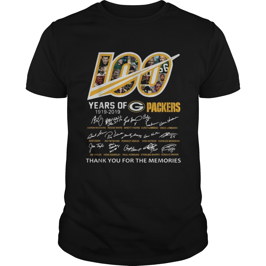 100 Years of Green Bay Packers 19192019 signatures shirt