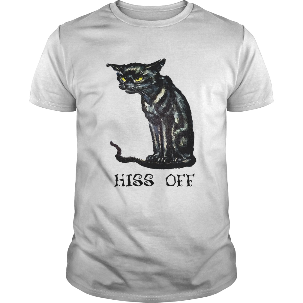 Black cat hiss off funny shirt