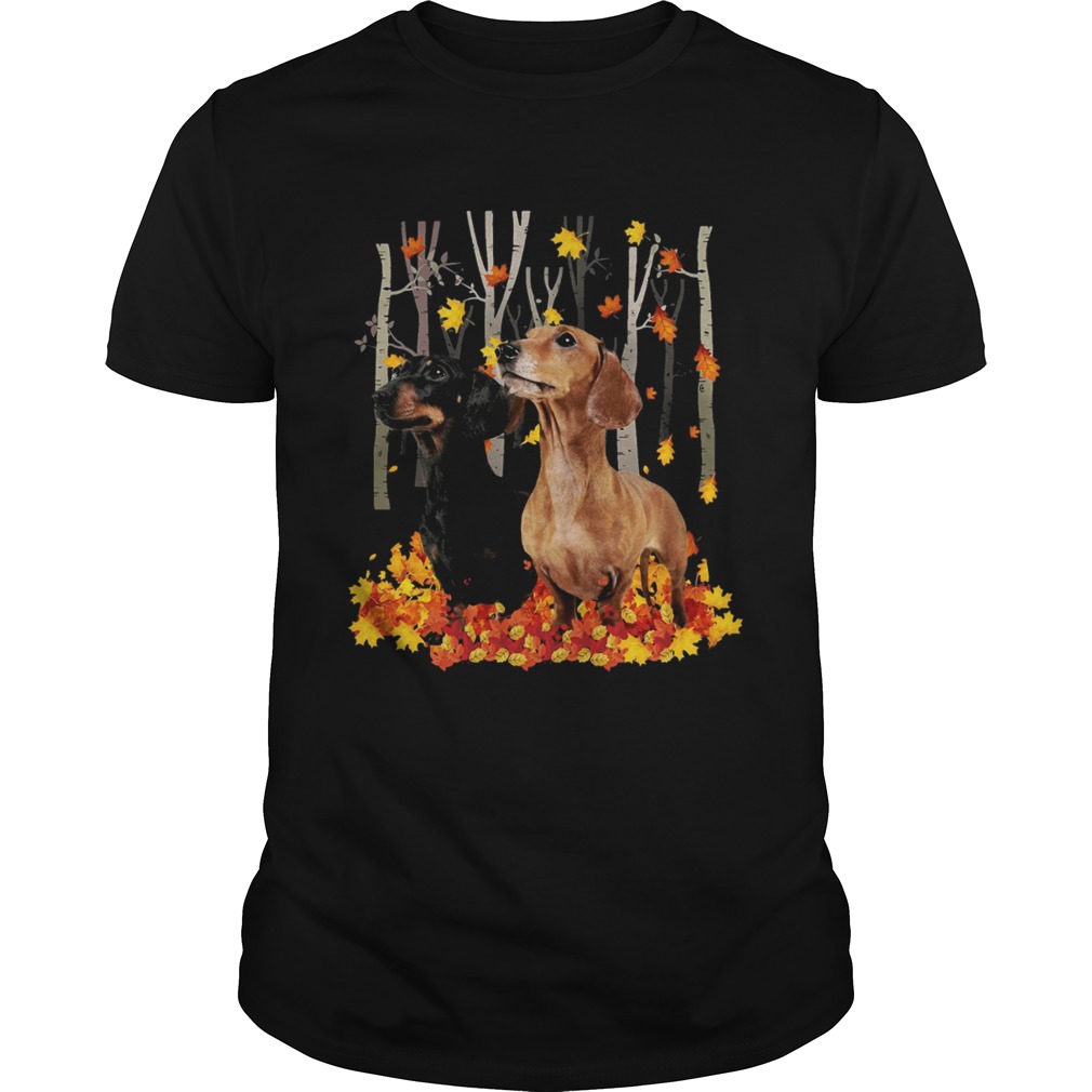 Dachshunds maple leaf forest shirt