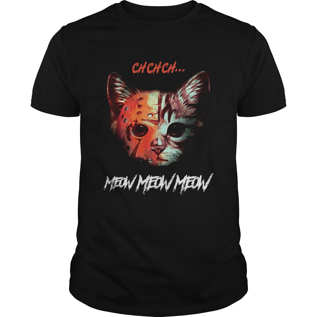 Jason Vorhees Cat Ch Ch Ch Meow Meow Meow Halloween Cat Vintage Men's T-Shirt 