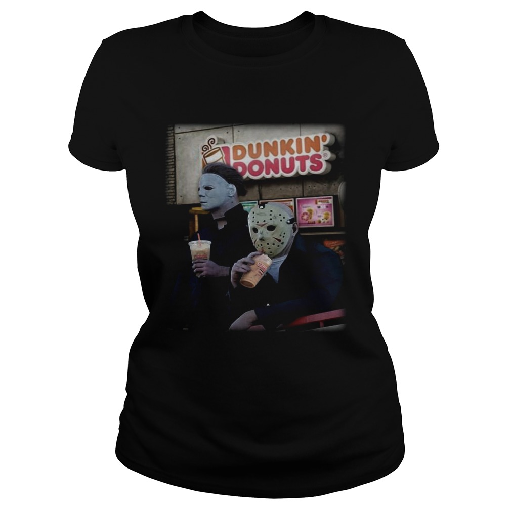 Michael Myers and Jason Voorhees drink Dunkin Donuts Classic Ladies