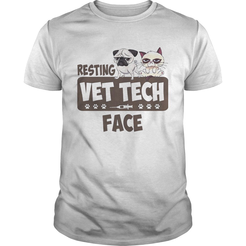 Pug and Grumpy resting vet tech face shirt