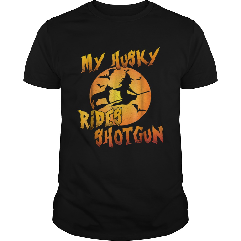 Dog HalloweenMy Husky Rides Shotgun shirt