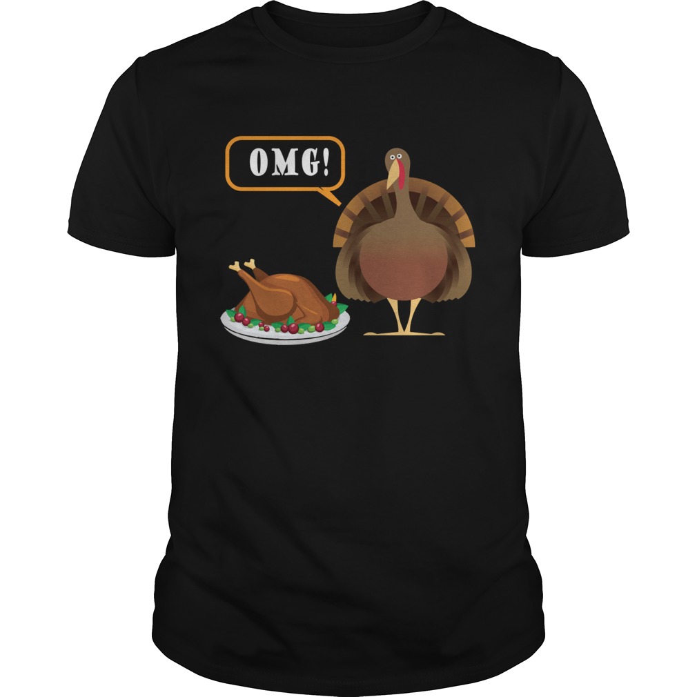 OMG Turkey its Dinner Funny Thanksgiving Distressed Shirt