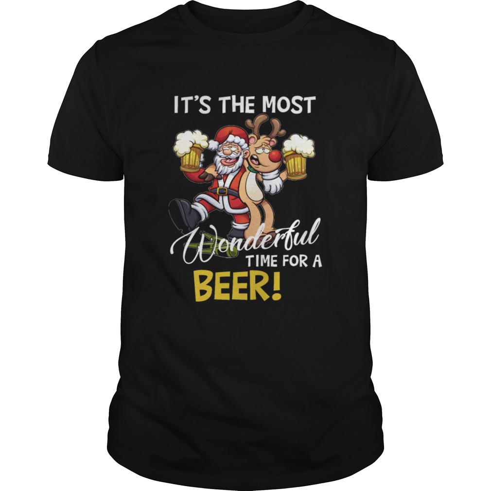 Its The Most Wonderful Time For A Beer Santa Xmas shirt