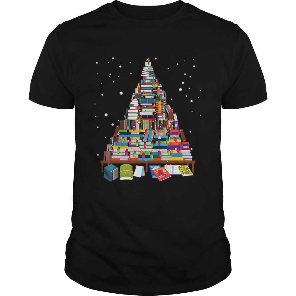 Merry Christmas Library Tree Gift For Book Lover Librarian shirt