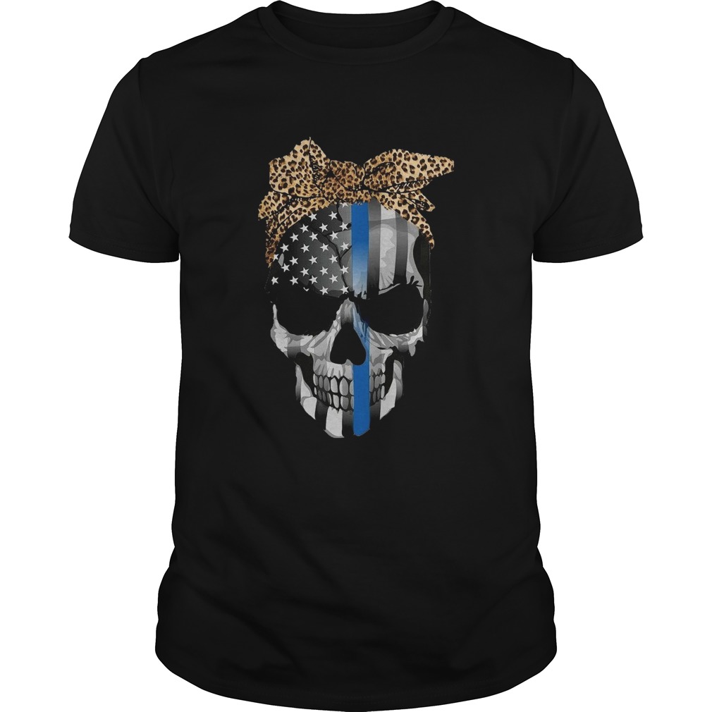 Blue Line Skull Leopard Bow shirt