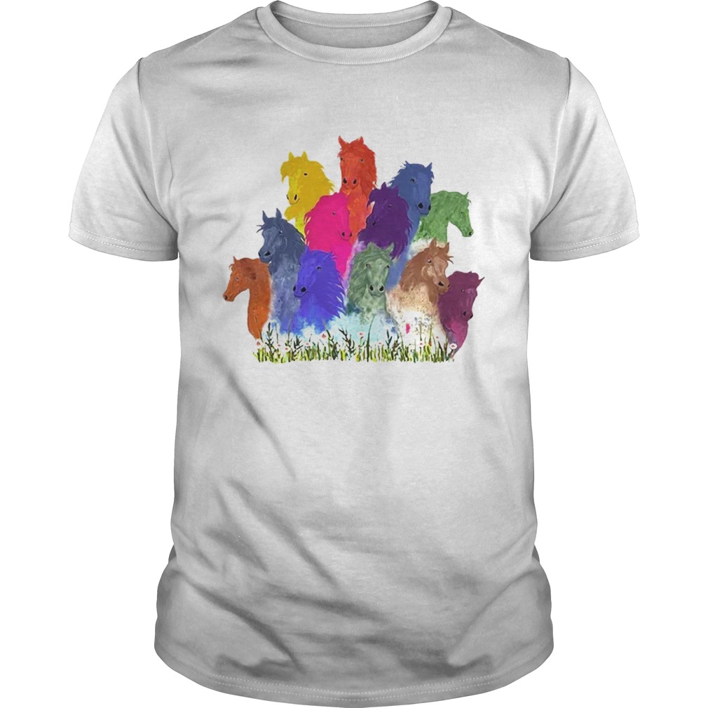 Colorful Horse Watercolor Flower shirt