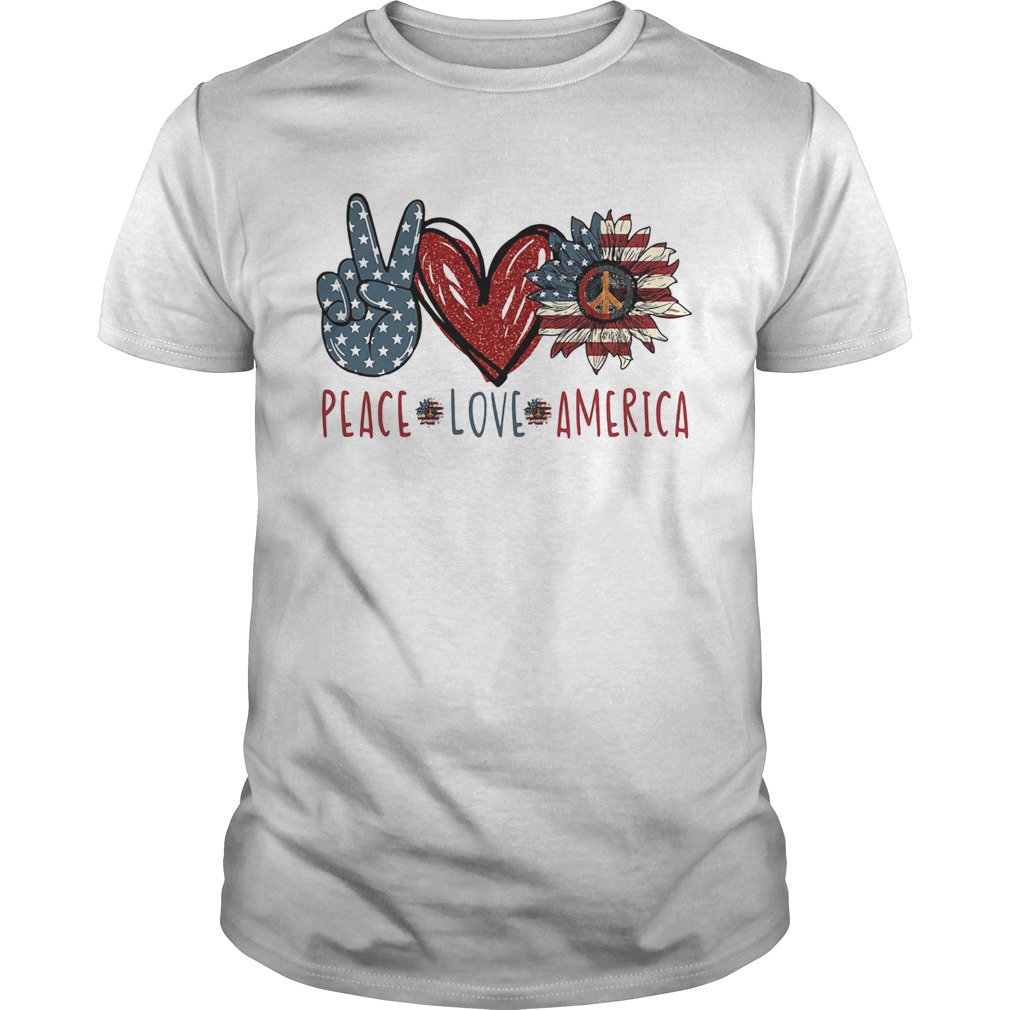 Peace love American flag veteran Independence Day heart shirt