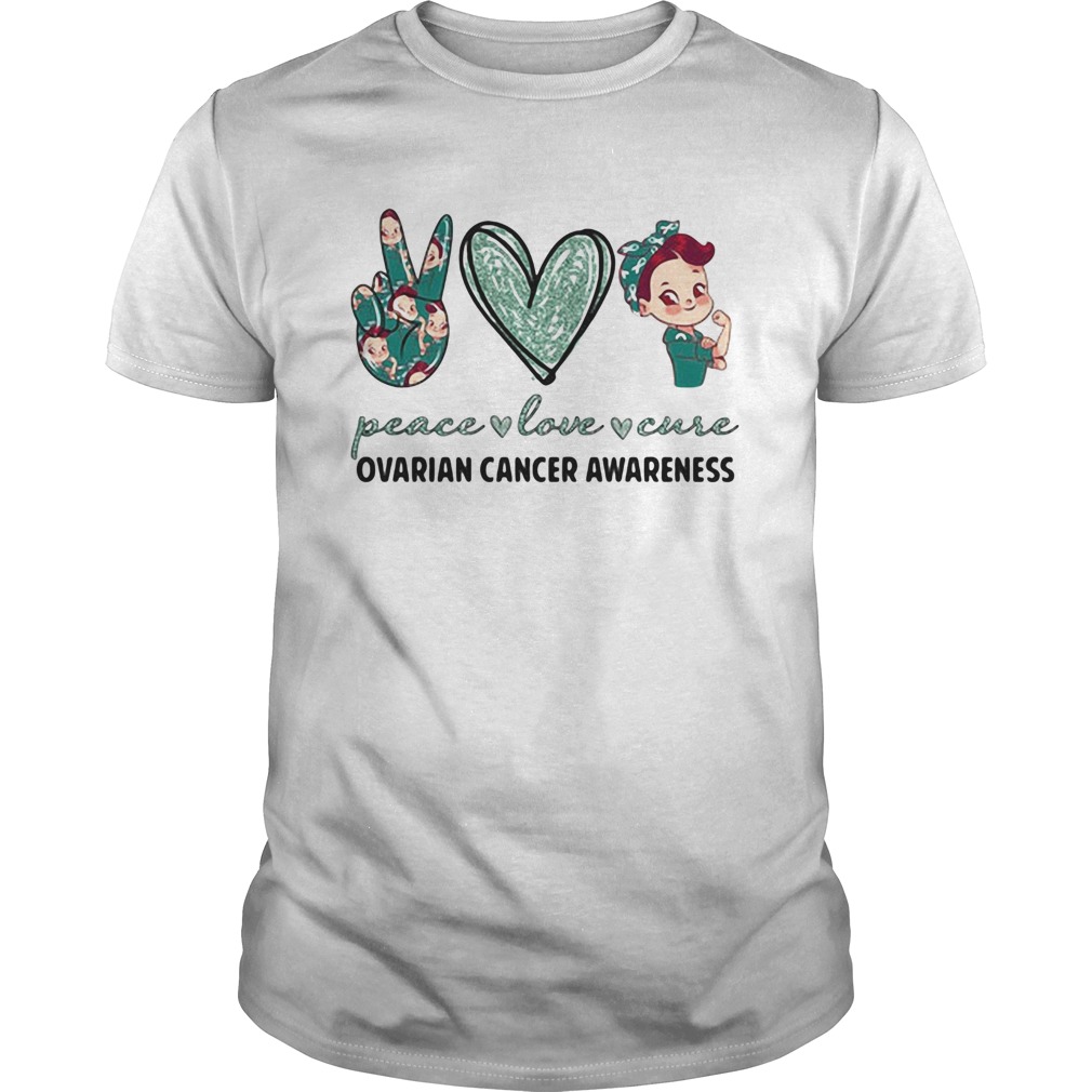 Peace love cure ovarian cancer awareness heart shirt
