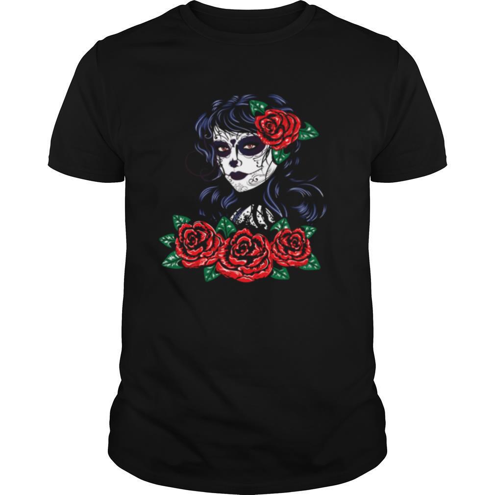 Skull Girl With Red Roses shirt
