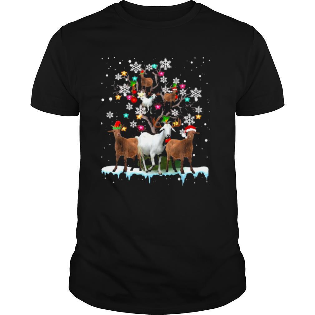 Santa Goat on tree Christmas shirt