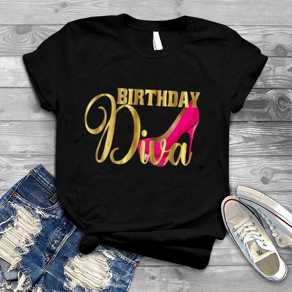40th Birthday Diva Matching Squad 40 Pink Shoe T Shirt