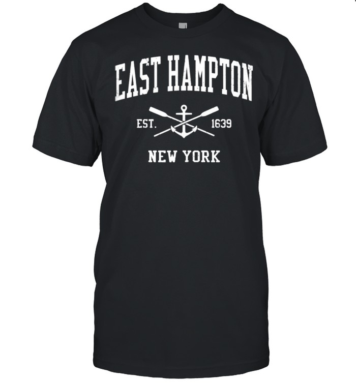 East Hampton NY Vintage Crossed Oars & Boat Anchor Sports shirt