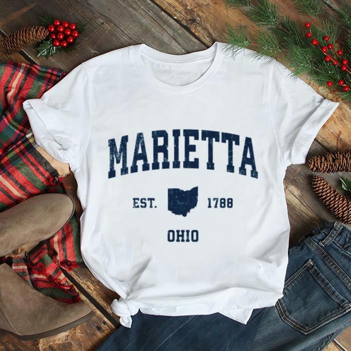 Marietta Ohio OH Vintage Sports Design Navy Print shirt