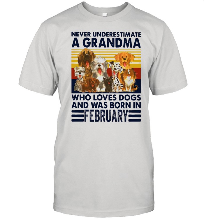 Never Underestimate A Grandma Who Love Dogs And Was Born In February Vintage shirt