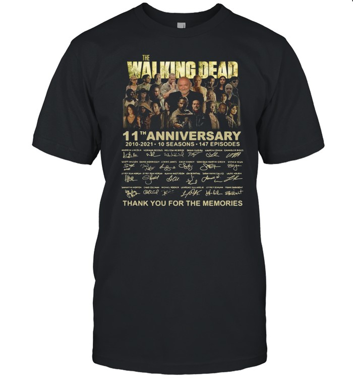 The Walking Dead 11th anniversary 2010 2021 thank you signatures shirt