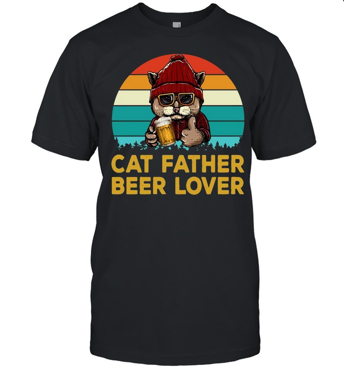Cat Father Beer Lover Vintage T-shirt