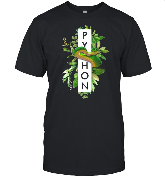 Green Tree Python Tropical Plant Print T-shirt