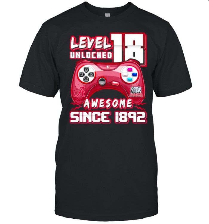 Level 18 unlocked awesome since 1892 alabama crimson video game shirt