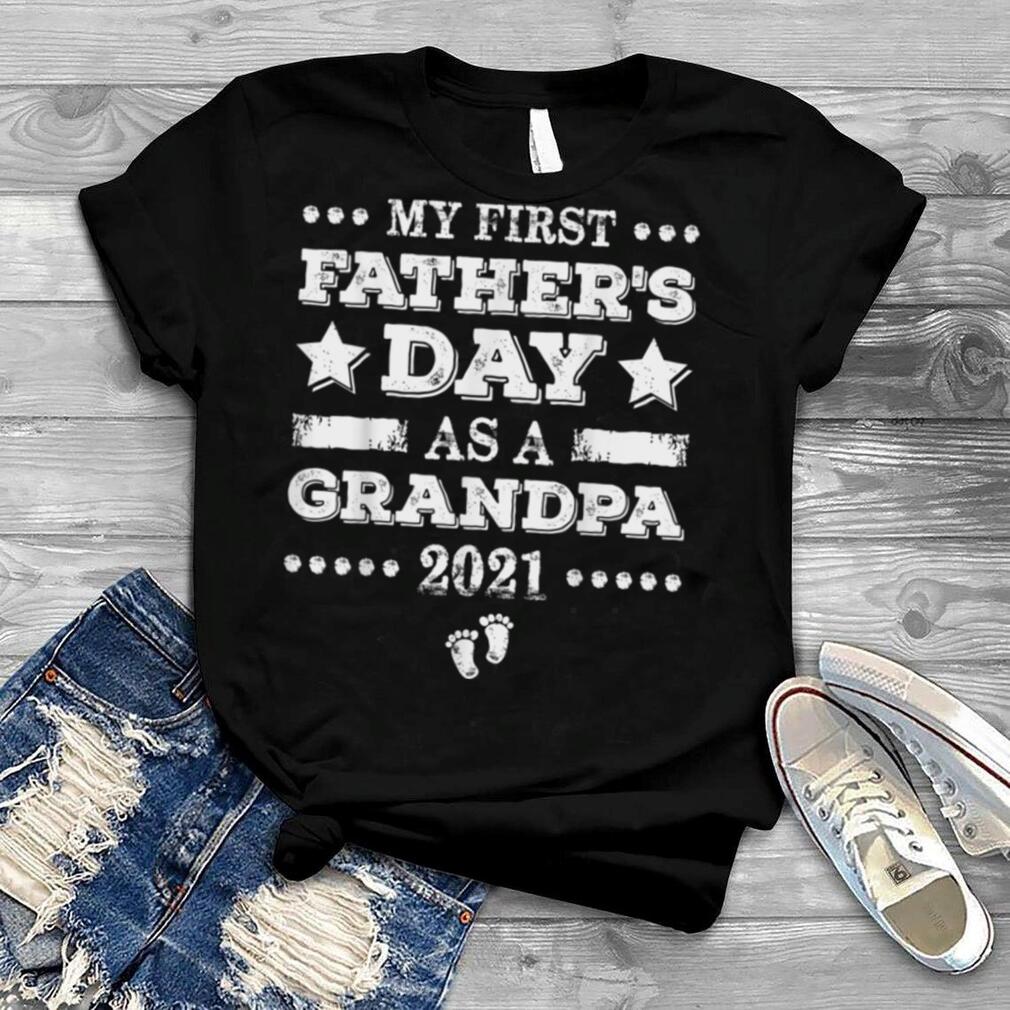 My First Father's Day As Grandpa New Baby Announcement Retro T Shirt