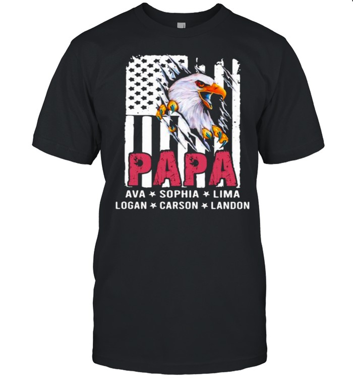 Papa Ava Sophia Lima Logan Carson Landon Eagle American Flag Shirt
