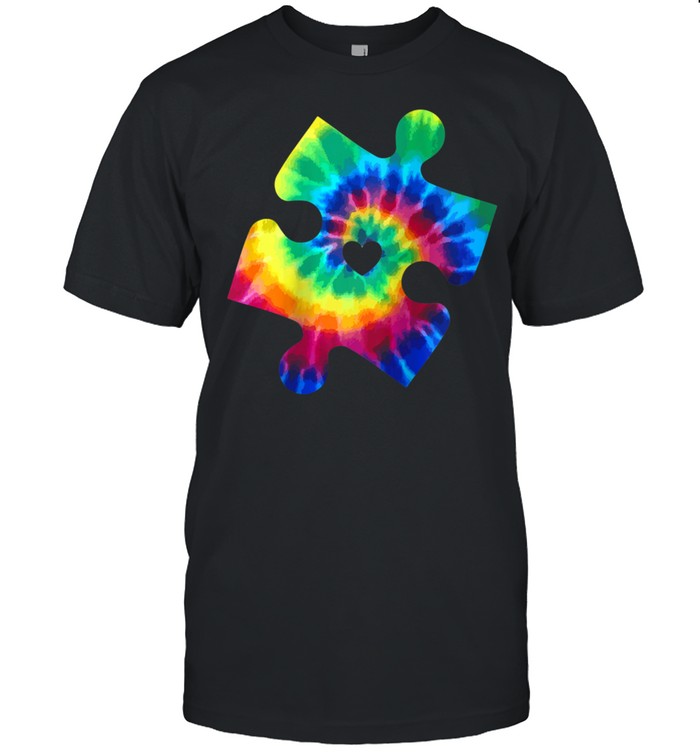Puzzle Tie Dye Heart Autism Awareness Day Autistic Pride shirt