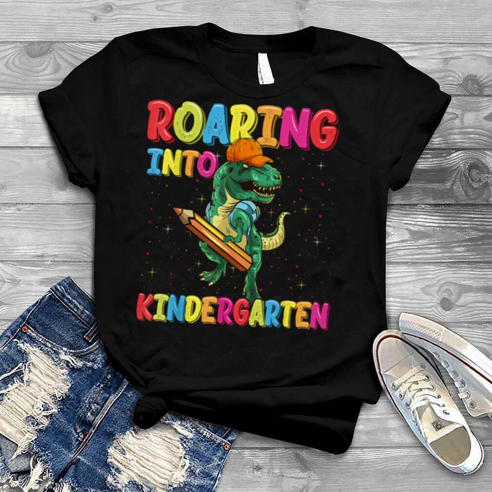 Roaring Into Kindergarten Dinosaur Back To School Boys T Shirt