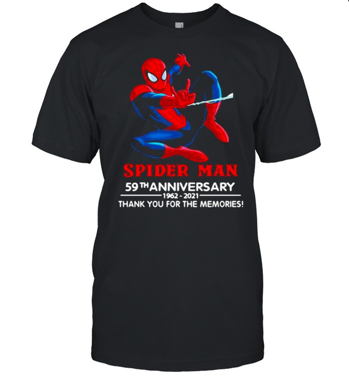 Spider man 59th anniversary 1962 2021 thank you for the memories shirt