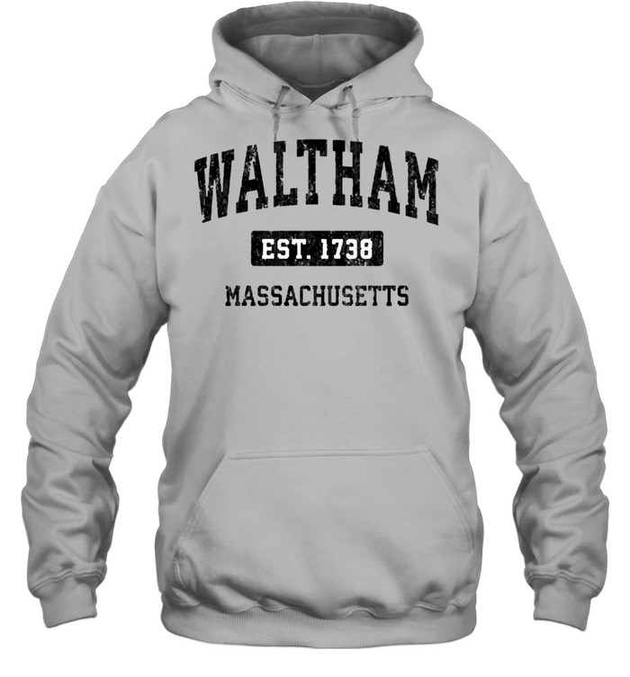 Waltham Massachusetts MA Vintage Sports Design Black Design  Unisex Hoodie