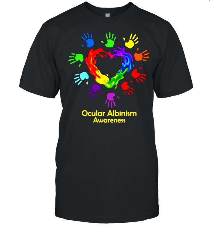 We Wear Rainbow Heart For Ocular Albinism Awareness T-shirt