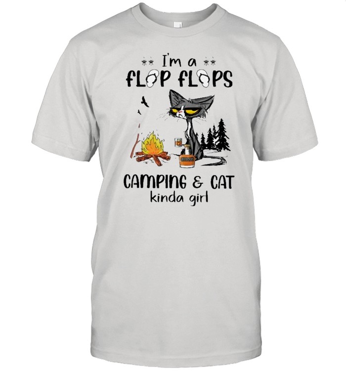 Black Cat I’m A Flip Flop Camping And Cat Kinda Girl shirt