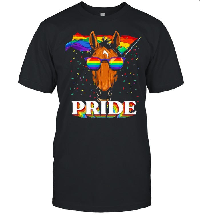 LGBT horse gay pride lgbtq rainbow flag sunglasses shirt