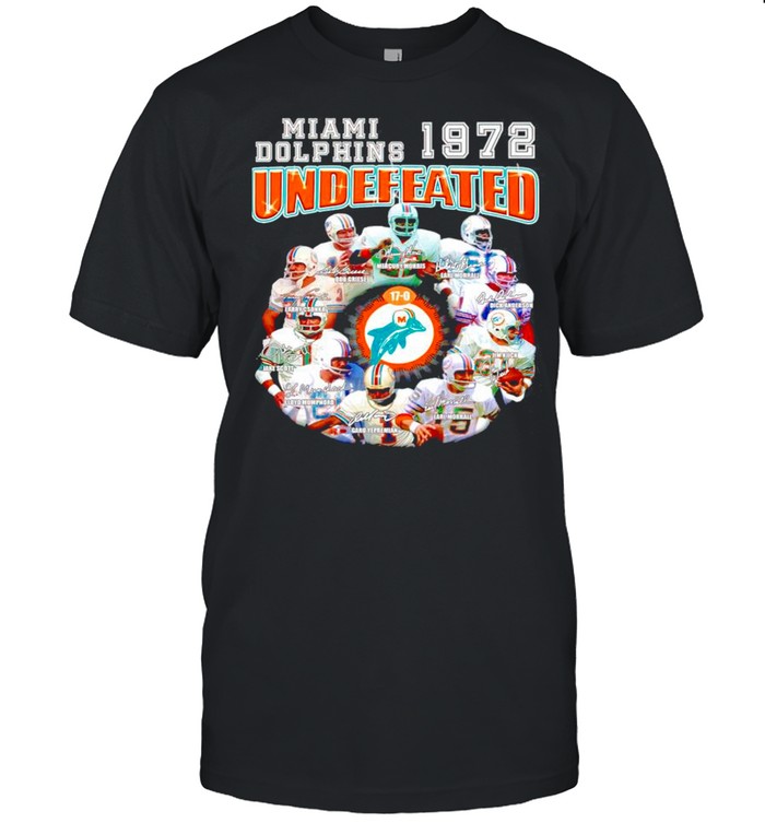 Miami Dolphins 1972 undefeated players signature shirt