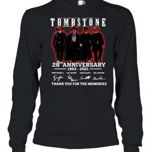 28 Years 1993-2021 Funny Tombstone Signature Thank You For The Memories Shirt Long Sleeved T-shirt