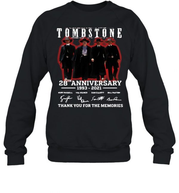 28 Years 1993-2021 Funny Tombstone Signature Thank You For The Memories Shirt Unisex Sweatshirt