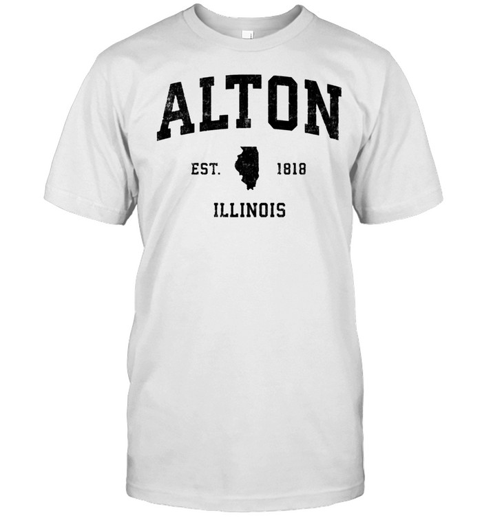 Alton Illinois IL Vintage Sports Design Black Print shirt