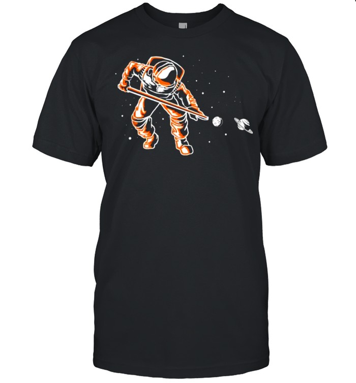 Astronaut Space With Billiard Stick Funny Pool Player T-Shirt