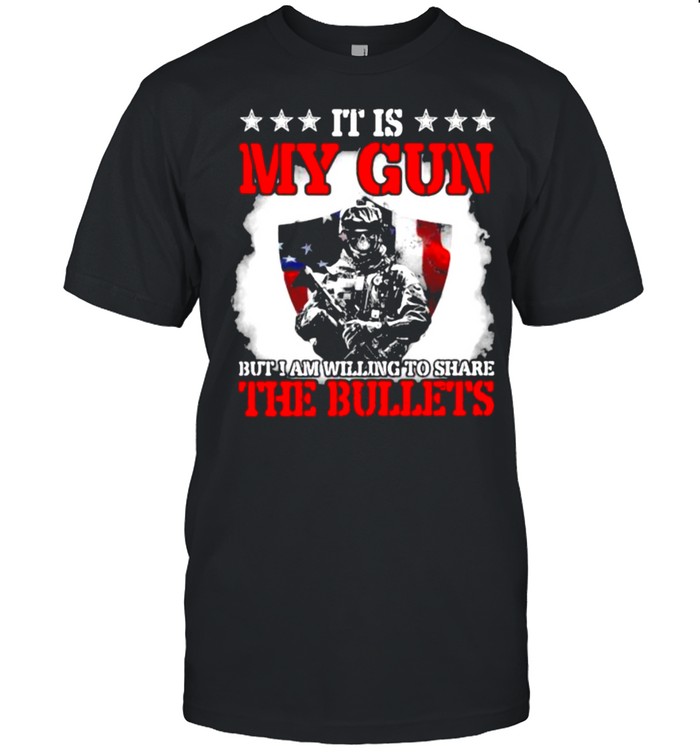 IT Is My Gun But I Am Willing To Share The Bullets Veteran American Flag Shirt