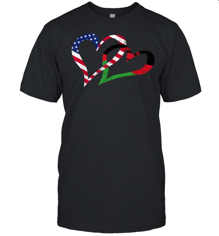 Love Heart Malawi African USA Americans Flag Colors shirt