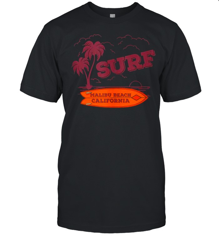 Malibu California with Palm Trees and Surfboard – Surfing Shirt