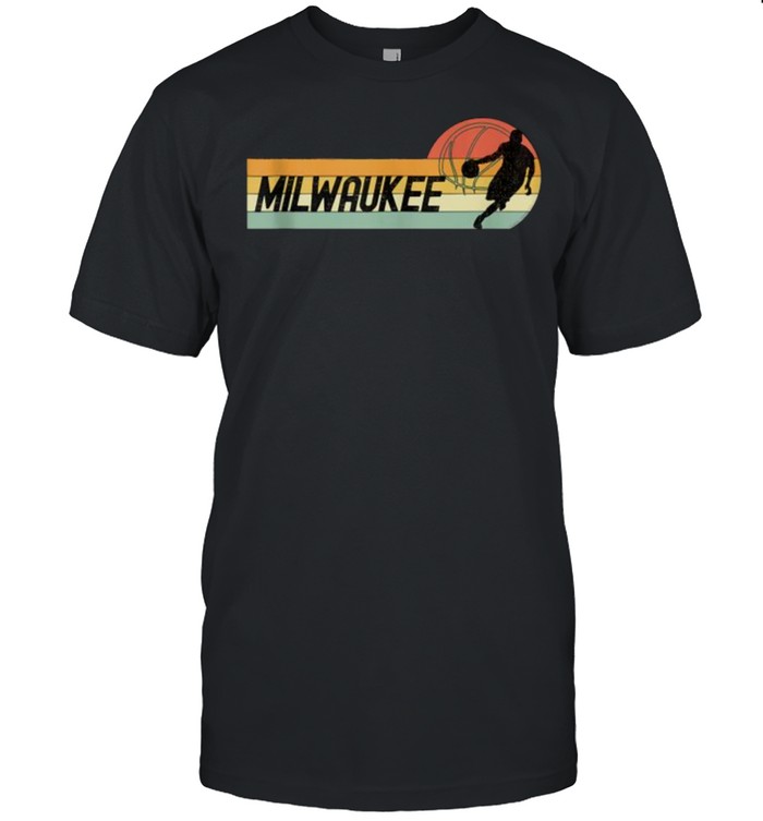 Milwaukee WI Cityscape Retro Sun Basketball Vintage Shirt