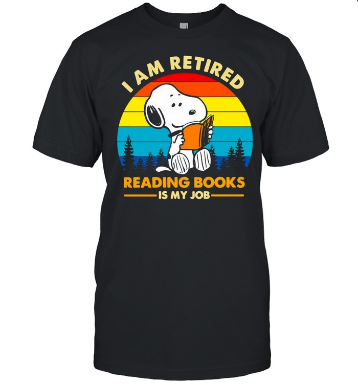 Snoopy I Am Retired Reading Books Is My Job Vintage Retro T-shirt
